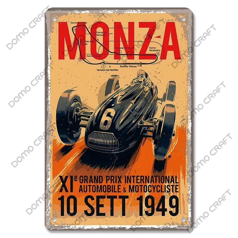Racing Car Plaque Metal Tin Sign F1 Racetrack Vintage Poster Wall Art Decor for Garage Racing Club Home Wall Decoration