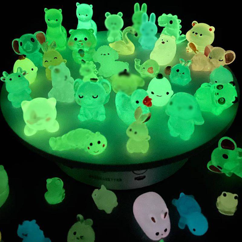 10/20/30/60PCS Glow In The Dark Mini Resin Animals Blind Bags Fairy Garden Decor Micro Landscape Surprise Blind Box Gifts Random