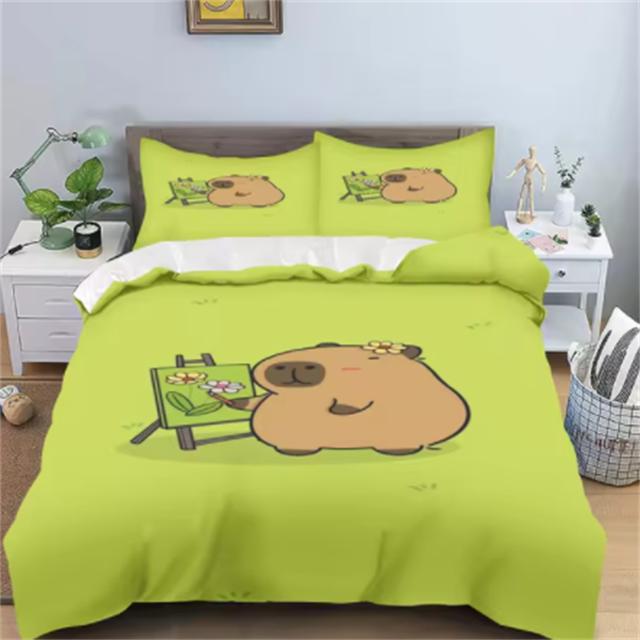 Капибары пододеяльник аниме постельное белье наволочка печатный общий детский и взрослый комплект двуспальный размер реактивная печать одеяло