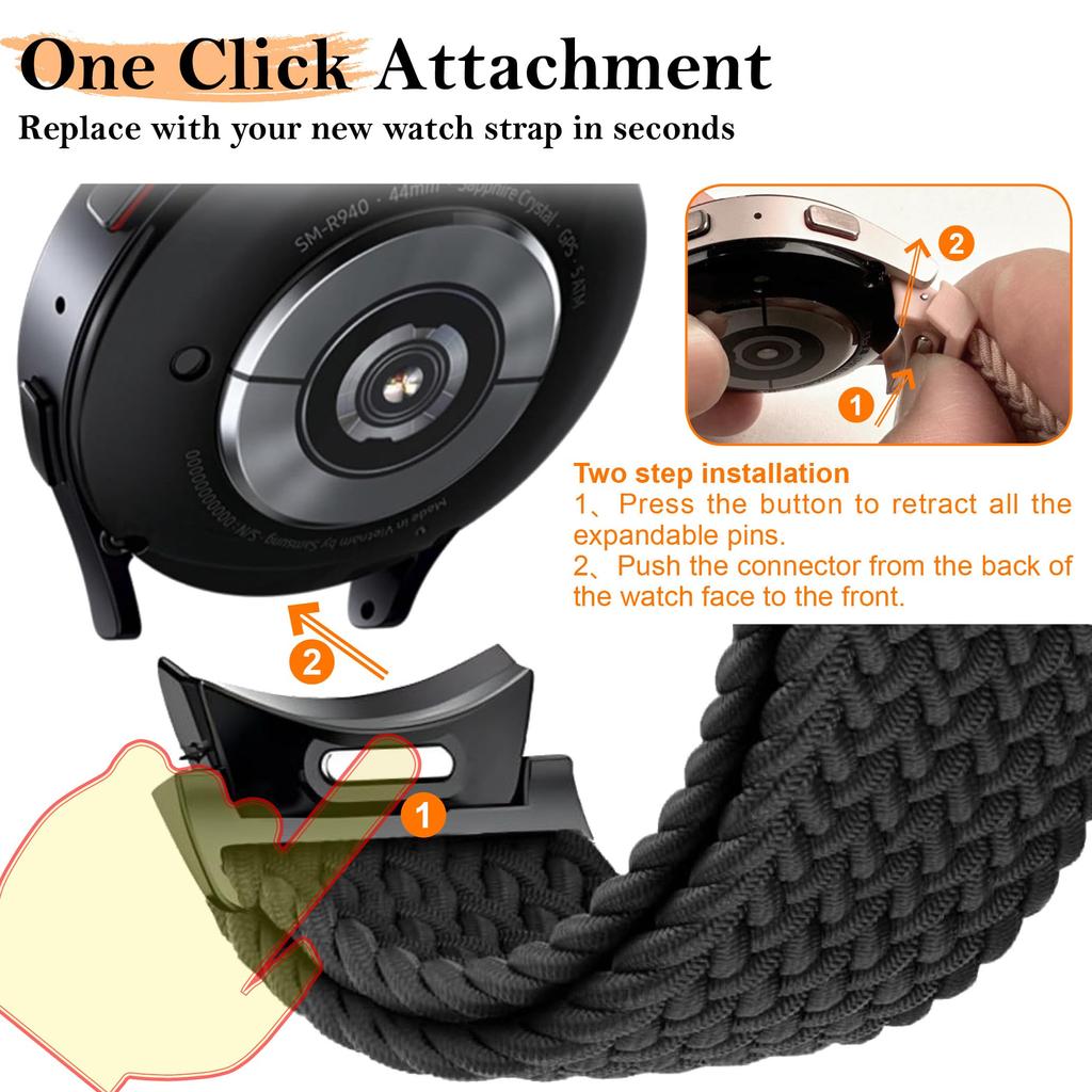 No Gaps Band For Samsung Galaxy Watch 7 6 5 4 classic/5 pro 45mm magnetic Braided bracelet correas Galaxy watch6 44mm 40mm Strap