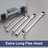 uxcell Flex Head Metric Wrench 16 x 18mm 72 Teeth Ratchet Ring Spanner Movable Flex Head Steel for Garage Repair DIY Silver Extra-Long Double-Ended