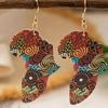 Преувеличенные геометрические серьги-капли с африканским картографическим узором - 2D модные украшения для ушей