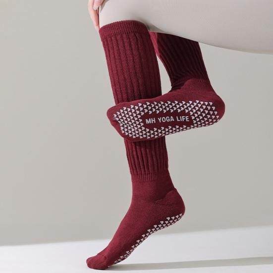 1 пара женских зимних носков для йоги, компрессионные носки для йоги с силиконовой подошвой, длинные, высокоэластичные, нескользящие, теплые чулки