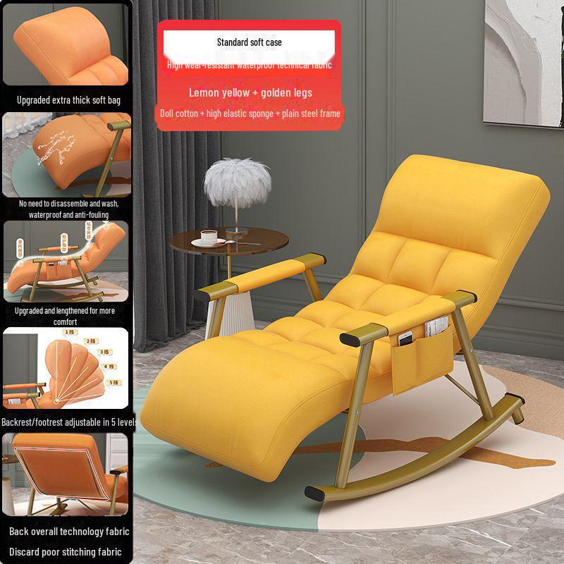 Легкое роскошное кресло-реклайнер: Складное кресло-качалка для гостиной или балкона, идеально подходит для отдыха и обеденных перерывов.