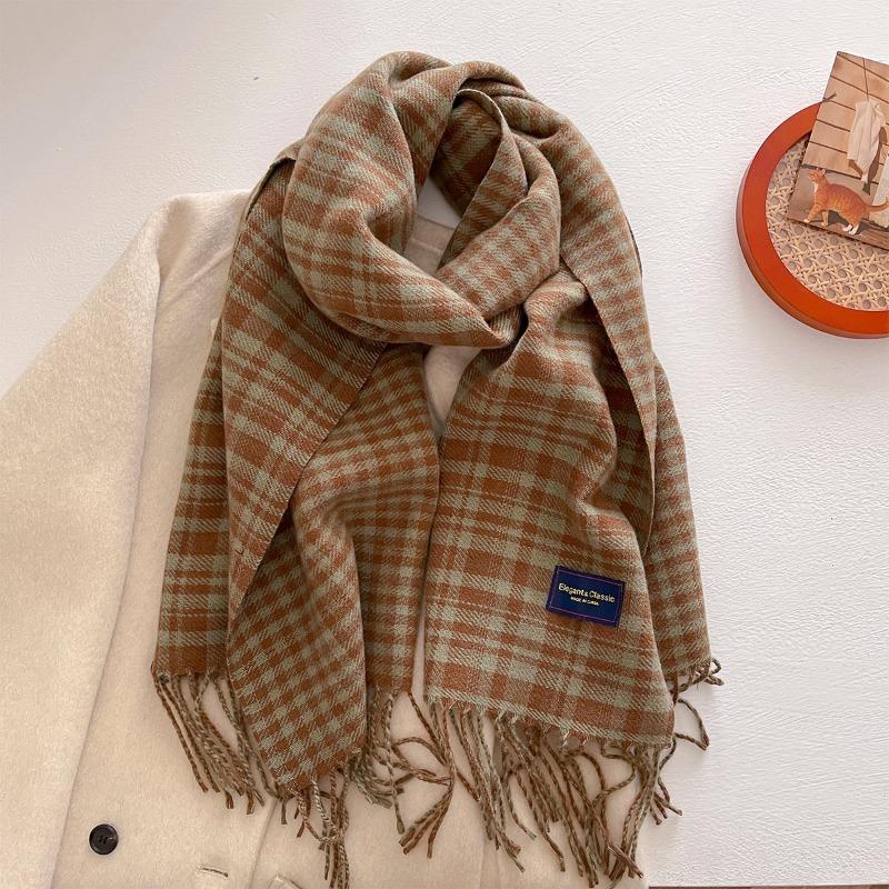 Осень и зима новый универсальный шарф женский утолщенный вязаный толстый бахромчатый теплый шарф имитация кашемира шаль