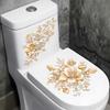 1PC Bathroom Toilet Stickers Modern Minimalist Golden Flowers Pattern Self-adhesive Paintings For Bathroom Living Decorations