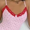 Casual Home Sexy Heart Print Sweet Suspender Nightdress For Women