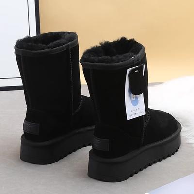 Женские зимние сапоги на толстой подошве, средней высоты голенища, новые 2025 года, меховые, цельные, нескользящие, северо-восточный бархат, теплые хлопковые сапоги