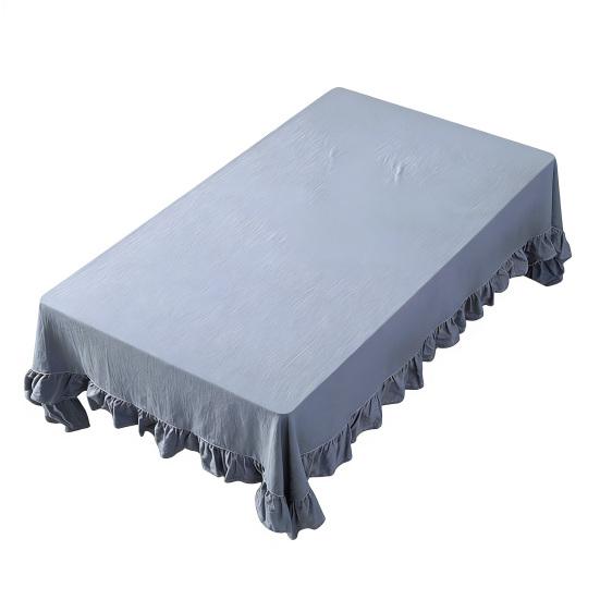 Yousheng Solid Color Ruffled Tablecloth Rectangular Square Table Cover Dining Tablecloth for Farmhouse Kitchen Dining Room Patio Decoration