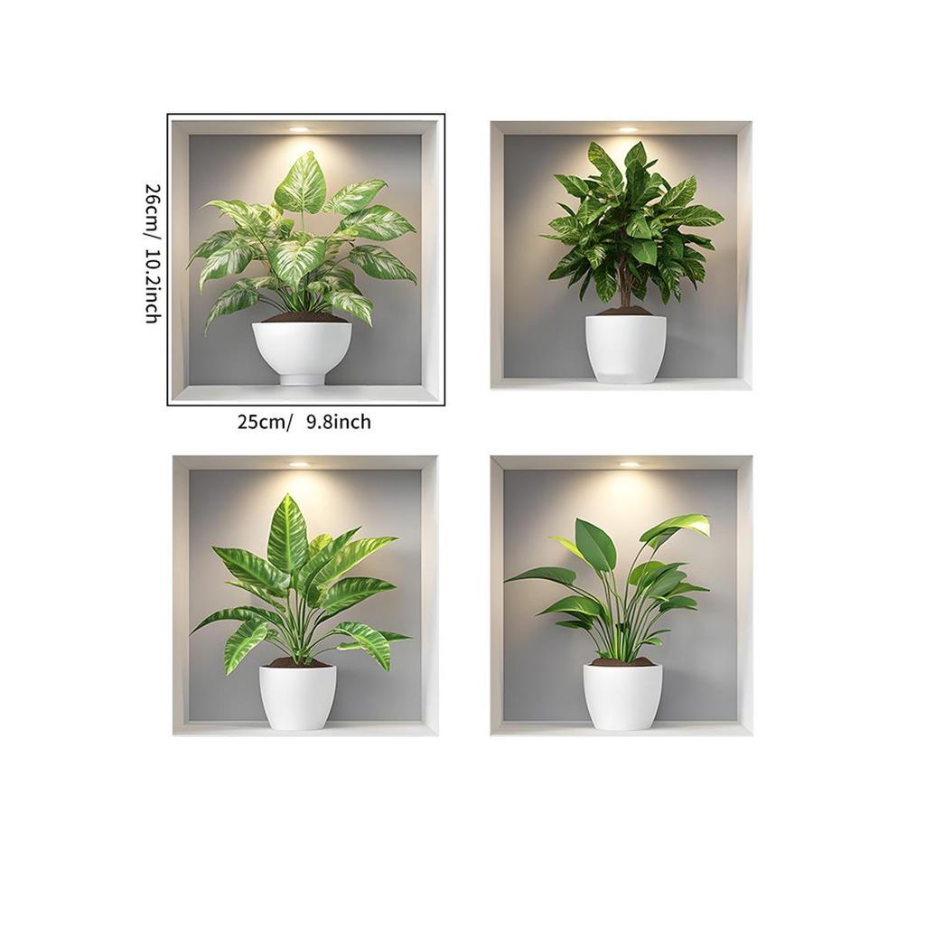 3D Наклейка на стену в горшке с растением - Фон для дивана в гостиной, Самоклеящиеся ПВХ обои