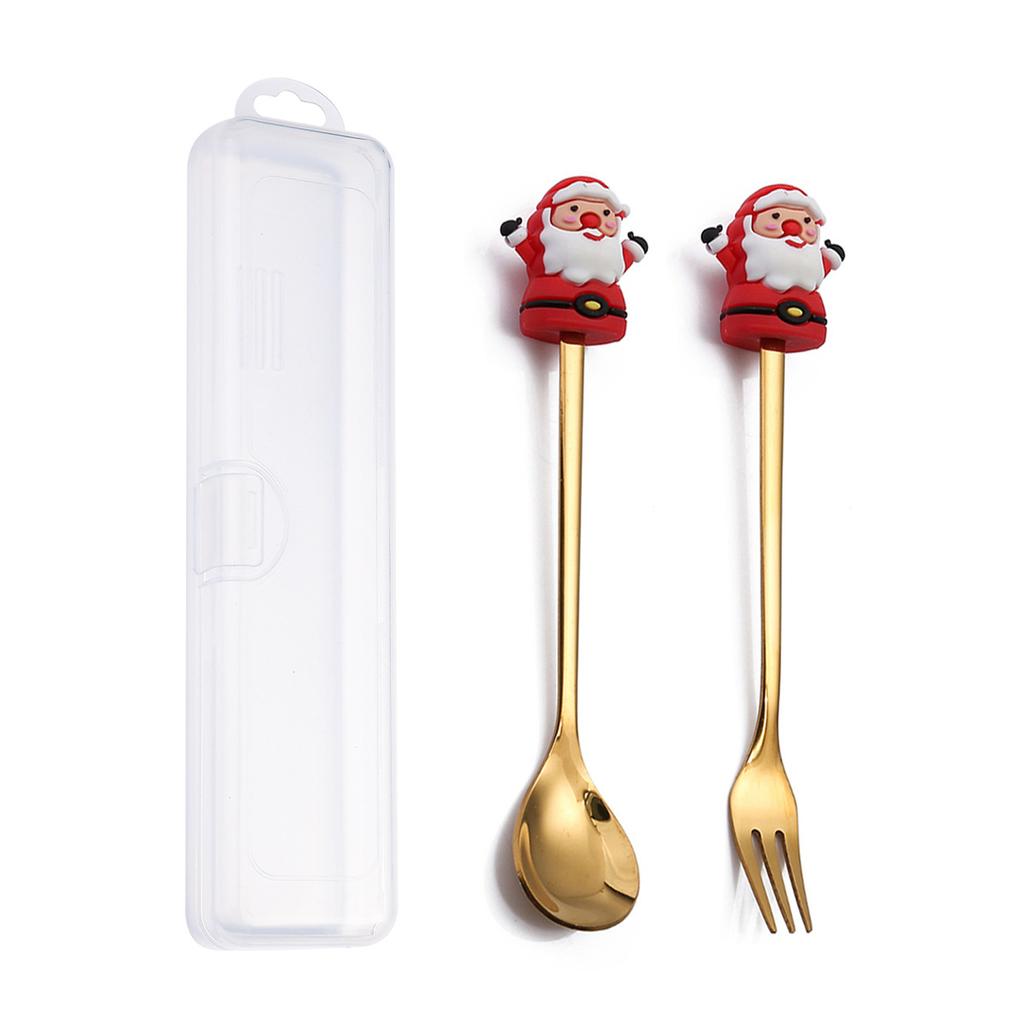 2pcs New Christmas Spoon Fork Christmas Decoration for Home Xmas Gifts Christmas Tableware Decor Kitchen Supplies New Year Gifts