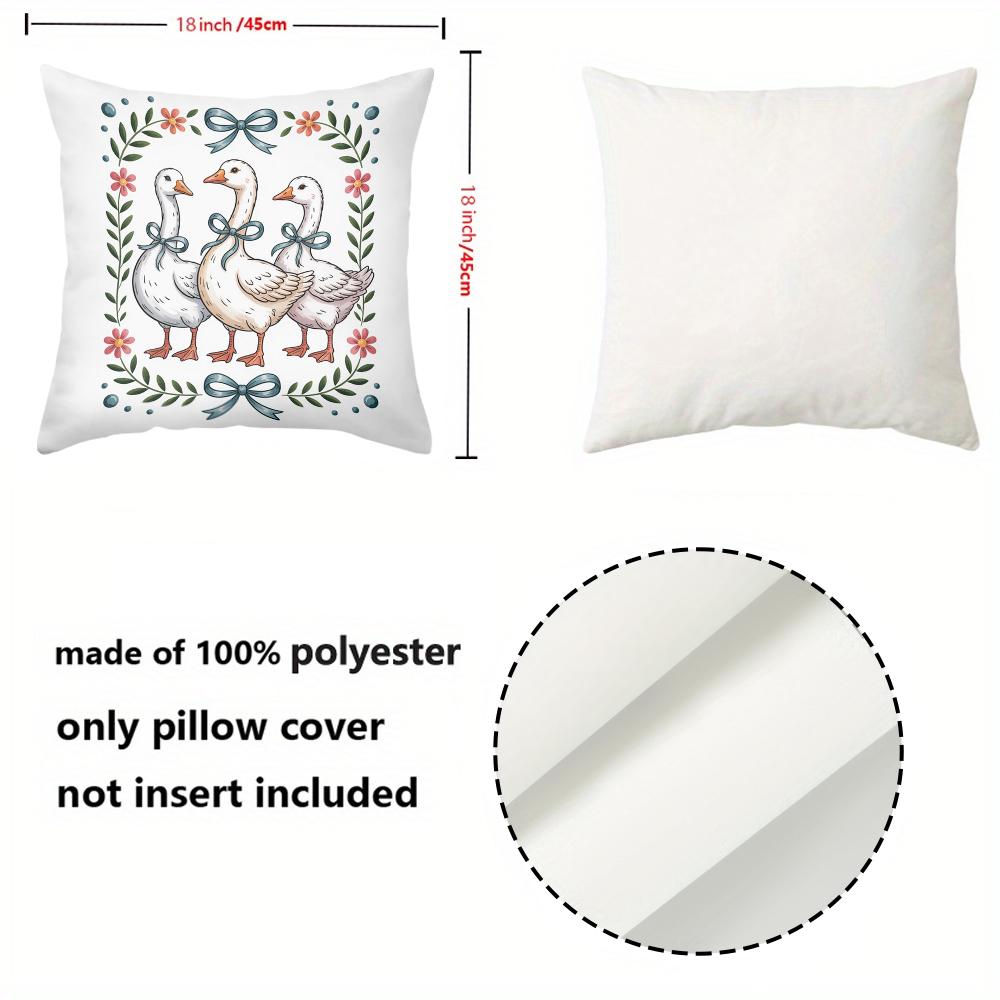 1 Pieces Farmhouse Goose Floral Bow Throw Pillow Cover Pattern Cushion Cover Suitable For Sofa Bedroom Car Pillow Cover