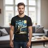 Мужские и женские футболки Звездная ночь Кошачье искусство