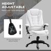 Massage Recliner Chair Heated Office Chair with Six Massage Points Linen-Feel Fabric 360 degrees Swivel Wheels Cream White
