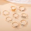 Combination Ring Golden Butterfly Wave Point Diamond 8-piece Set Ring