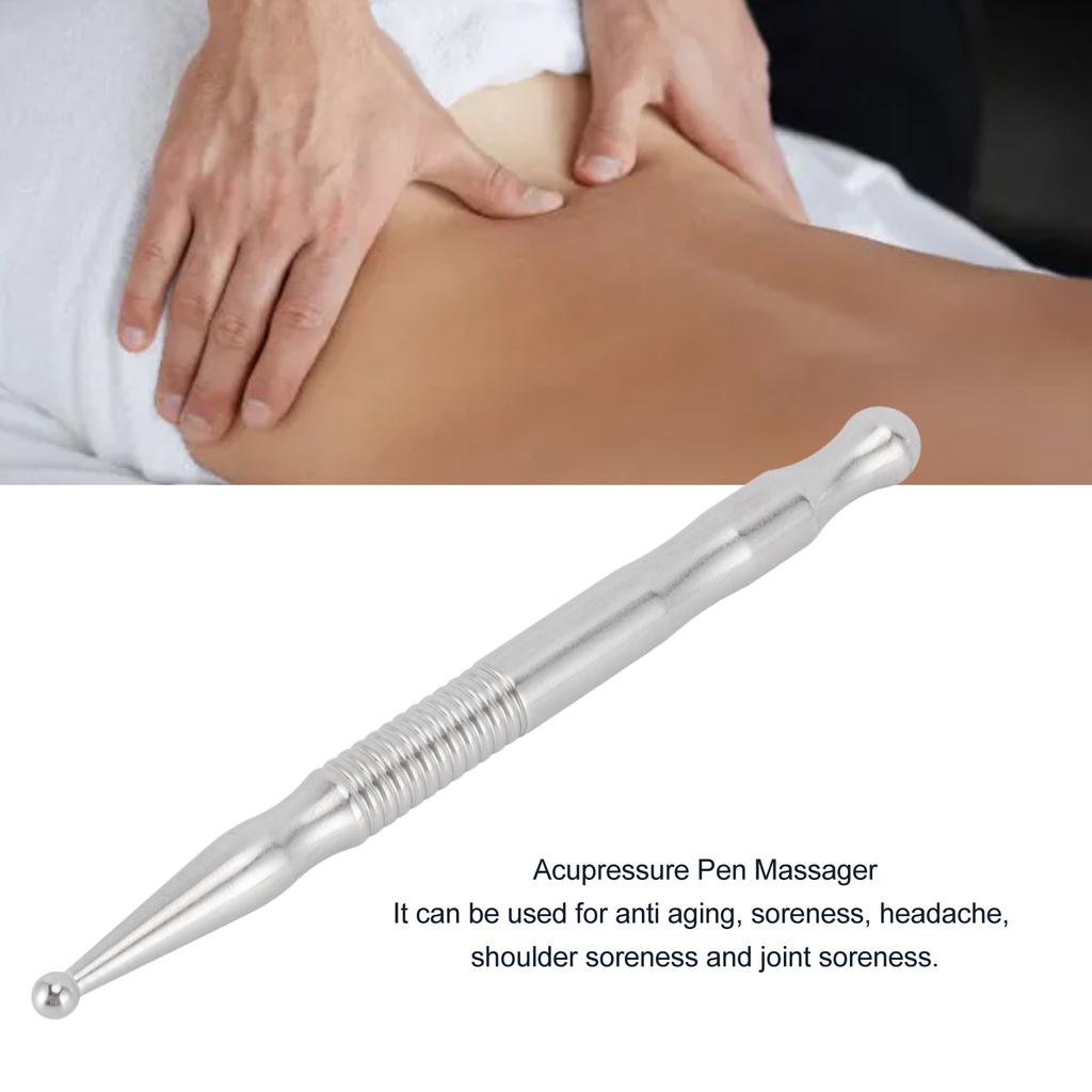 Manual Acupressure Pen Stainless Steel Deep Tissue Massage Guasha Reflexology Pressing Point Massager for Hands Feet BJ006