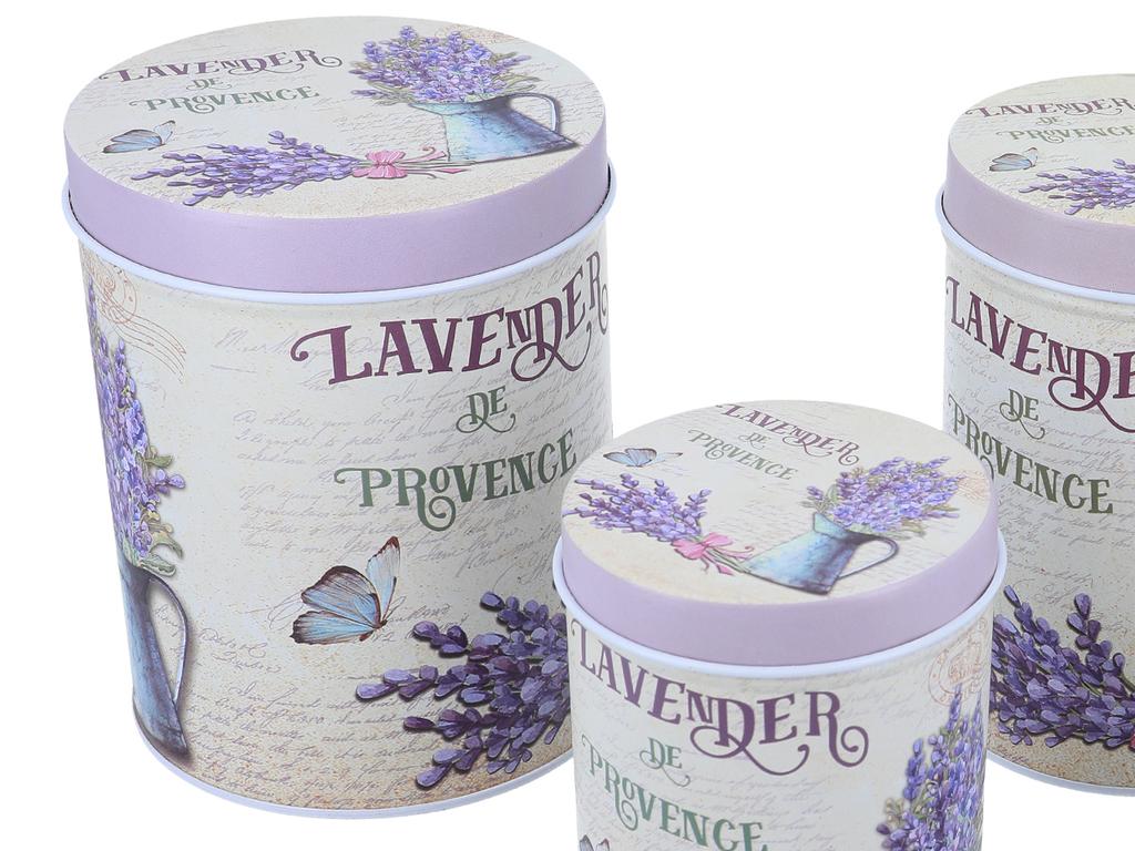 Set of 4 Metal Cans Lavender Container for Tea, Coffee, Spices