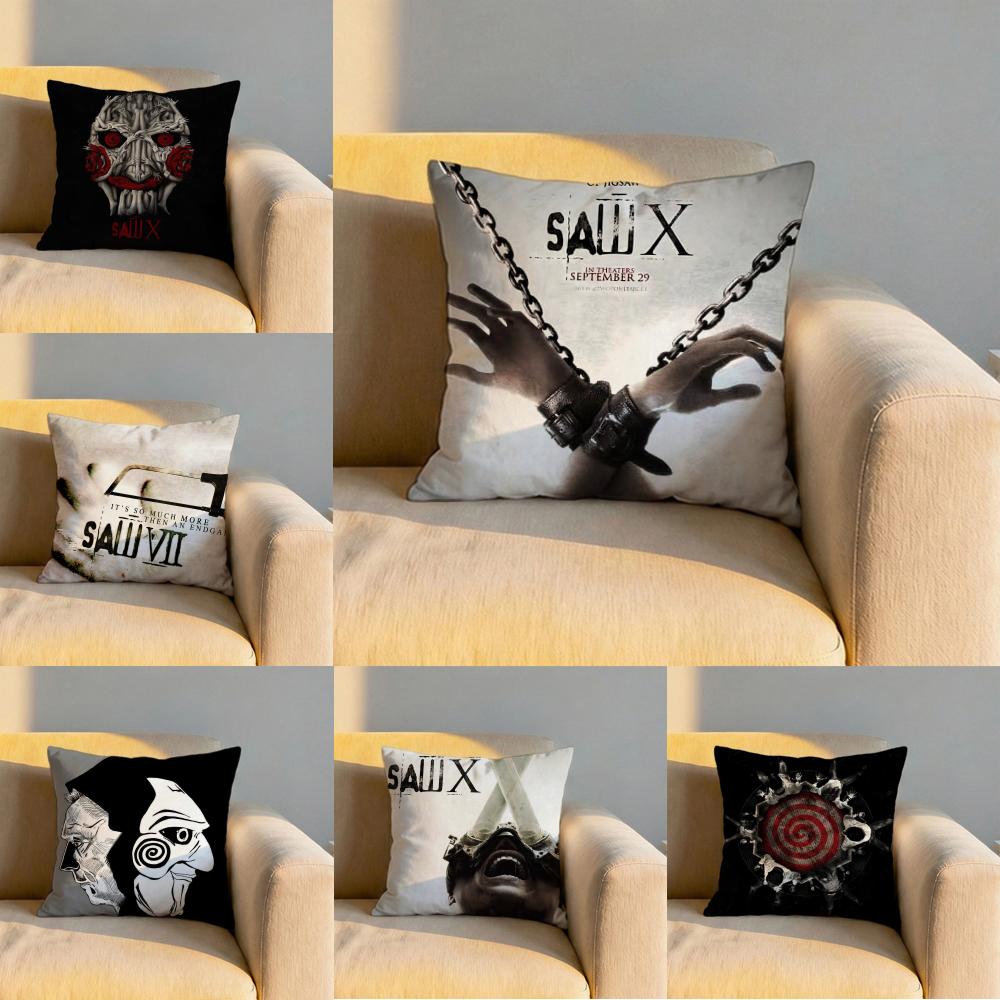 Horror Movie SSaw X Cushion Cover Soft Reversible Durable Pillow Cover MultiScene Use for Home Car Daily Comfort