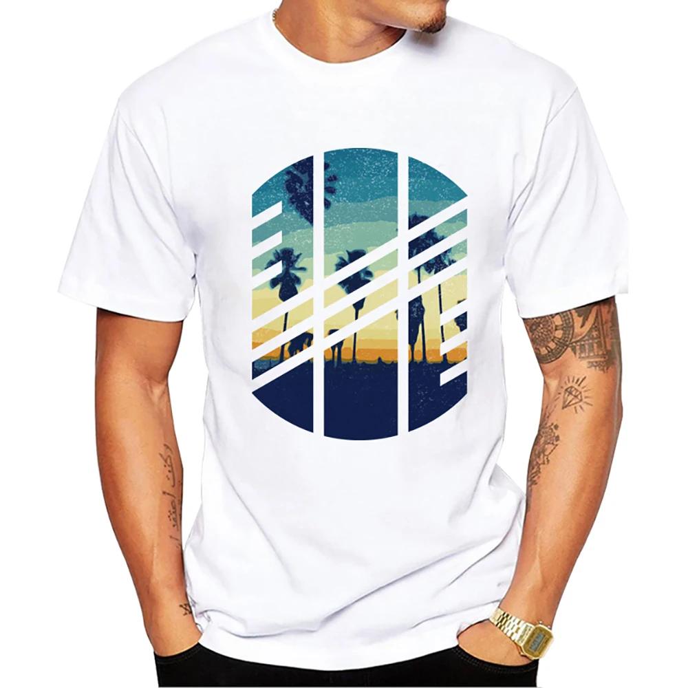 TEEHUB Мужская футболка Мазки заката в горах Футболки Закат африканского сафари Футболки с коротким рукавом Геометрическая футболка Харадзюку