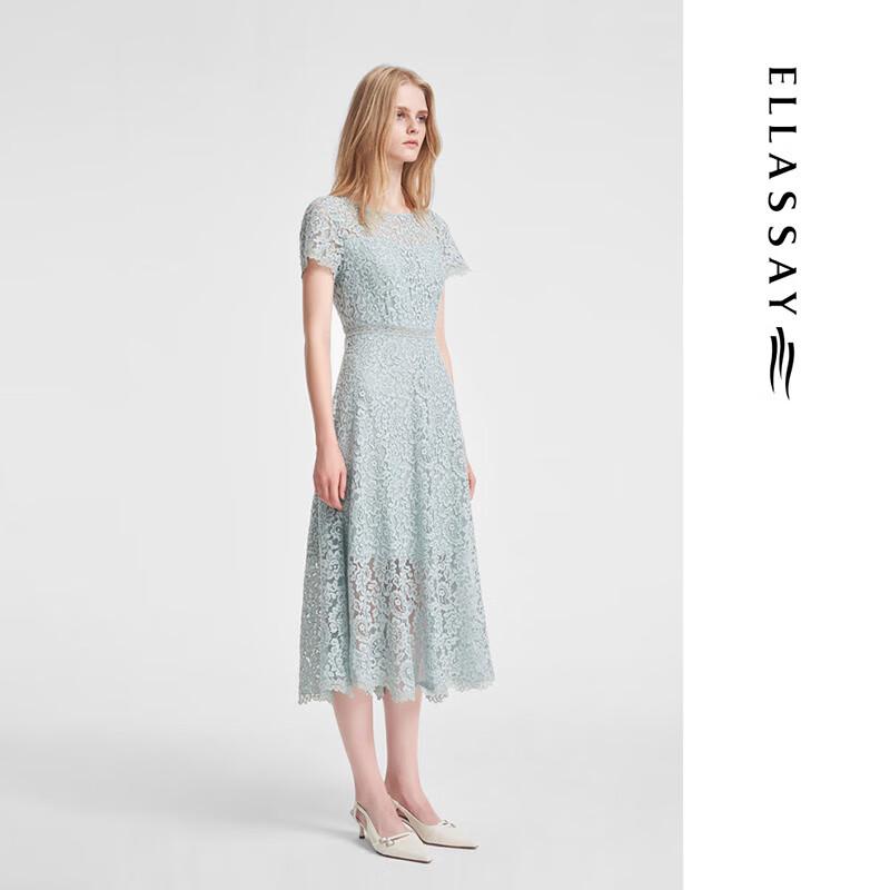 ELLASSAY Spring Elegant Lace Floral A-Line Dress