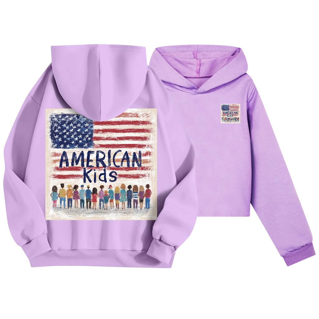 Детская повседневная модная толстовка с капюшоном и длинными рукавами с принтом американского флага