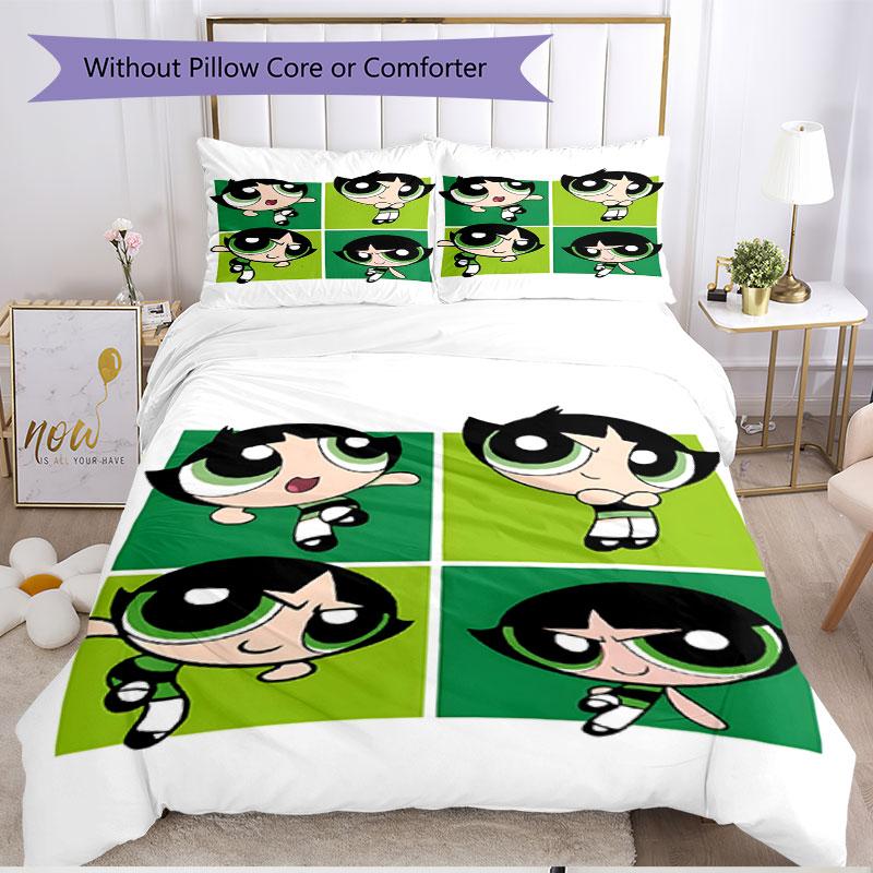 3pcs Duvet Cover Set (1*Duvet Cover + 2*Pillowcase, Without Core), The Powerpuff Girls Print Soft All‑Season Bedding Set, Home Bedroom Decor Gift