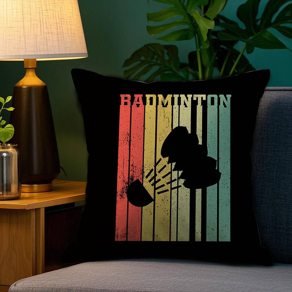 Badminton Sport Pillow Case Sofa Living Room Bedroom Double-sided Printing Square Cushion Nap Time Cushion Cover