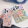 Чехол для телефона для iPhone 17 Air 16 15 14 13 12 11 Pro Max 16e iPhone17 Цветы с цветочным узором Кожаная текстура Силиконовый ударопрочный чехол