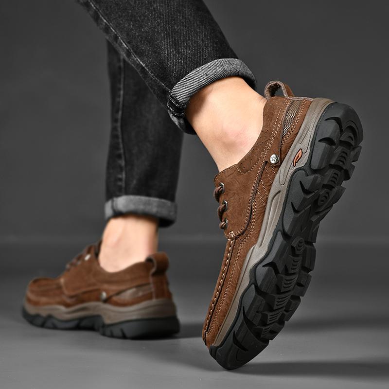 Высококачественная обувь для ходьбы из натуральной кожи, мужские кроссовки для улицы, противоскользящие, мужские кроссовки на шнуровке, мягкая повседневная обувь, обувь для трекинга