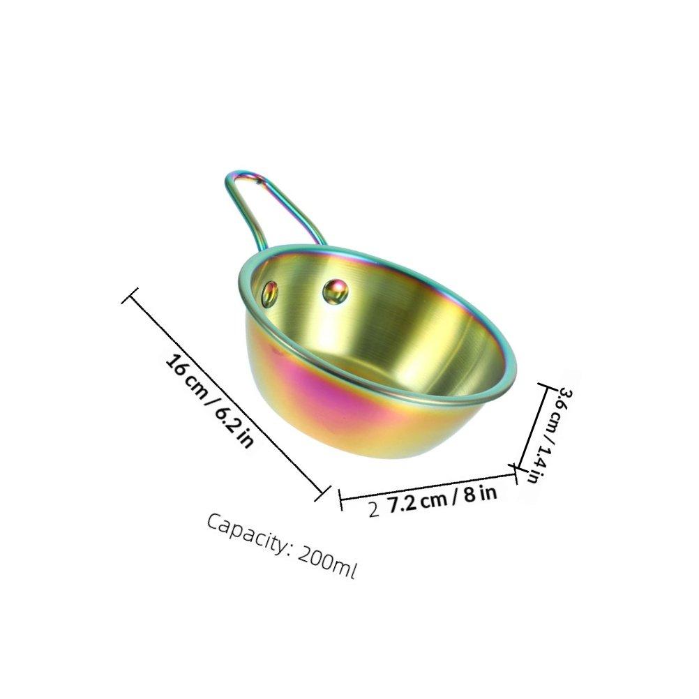 Stainless Steel Korean Rice Wine Bowl with Ergonomic Handle for Kimchi Mixing Dipping Sauces Soy Sauce Condiments Korean