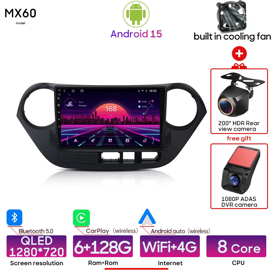Android pour Hyundai Grand I10 2013 2014 - 2016 lecteur multimédia de voiture Carplay Auto Radio vidéo stéréo Navigation GPS 2din Wifi BT