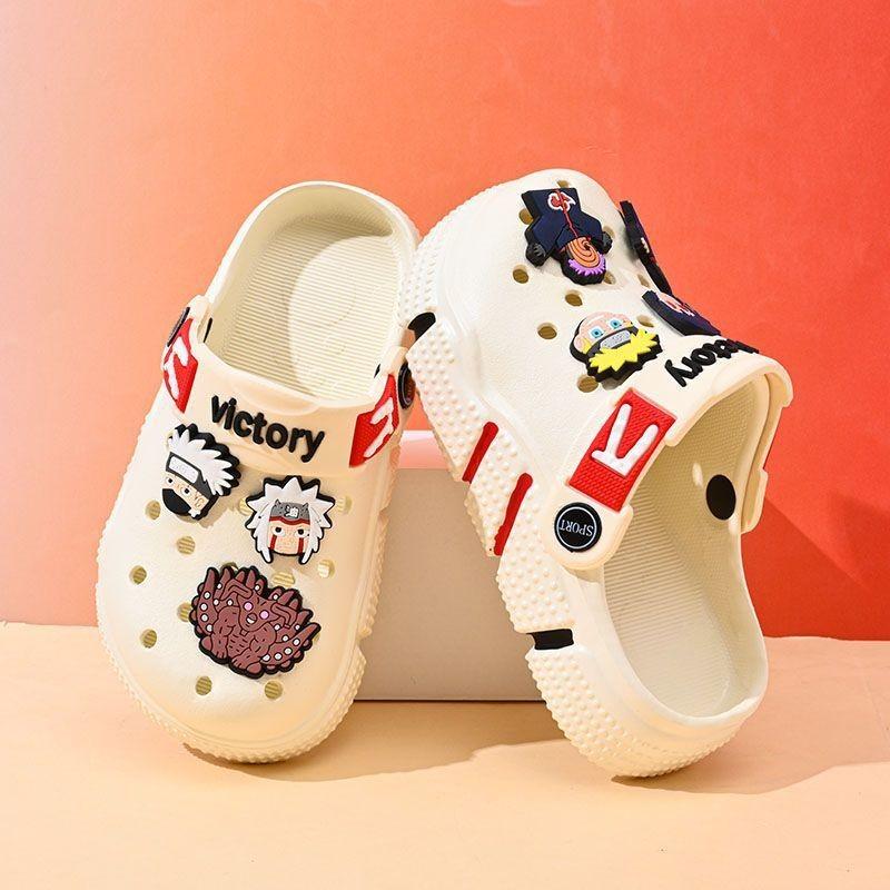 Стильные летние детские кроксы, модные дышащие нескользящие пляжные туфли для детей
