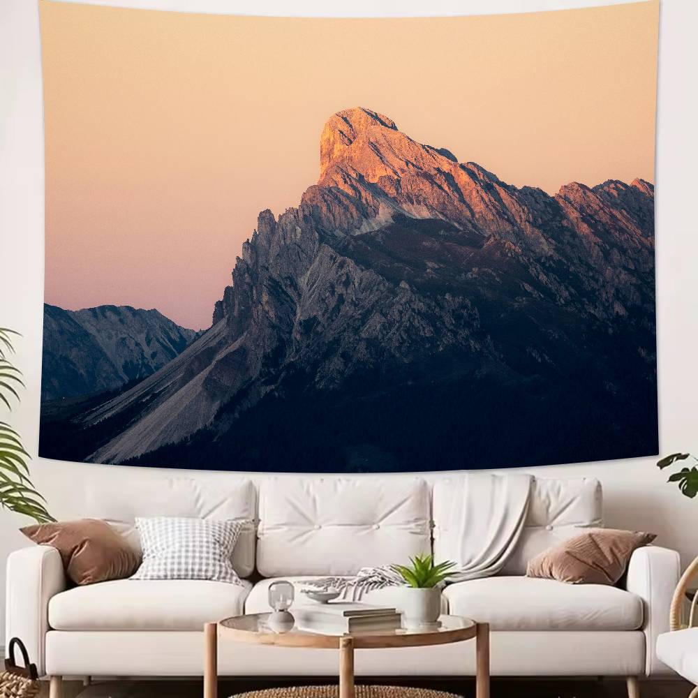Beautiful Snowcapped mountains at sunset Mountains Tapestry Decoration Bedroom Dormitory Background Cloth Room Club Tapestry