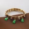 Watermelon Fruit Pendant Bangle Crystal Stainless Steel Bracelet  Vacation