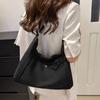 Chic And Spacious Black Canvas Tote Bag For Daily Commute And School