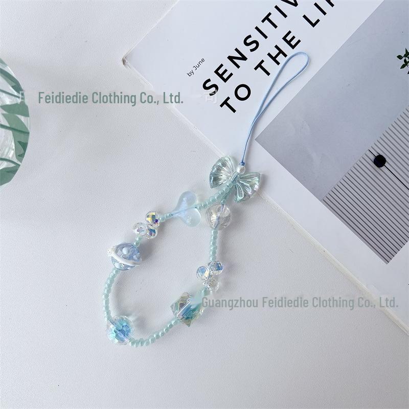 Ремешок для телефона ручной работы с синими бусинами в виде звезды из морской соли