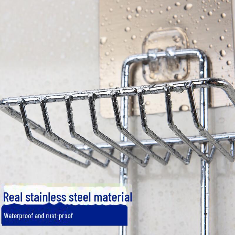 Двухслойная настенная полка для хранения мыла в ванной из нержавеющей стали без перфорации