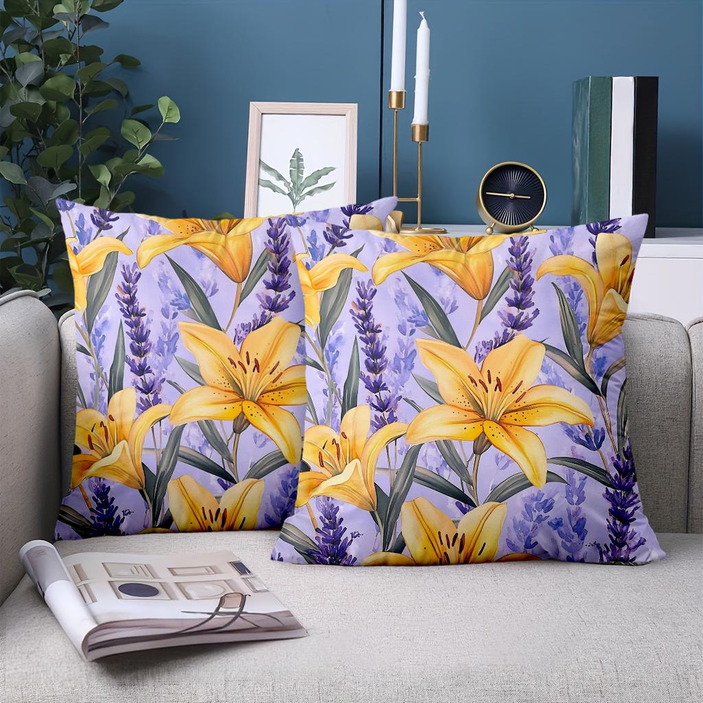 1 шт. Акварельные Желтые Лавандовые Цветочные Декоративные Наволочки Чехол для Подушки Подходящий для Дивана Спальни