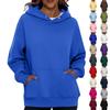 Ladies' Fashionable Solid Color Casual Hooded Pocket Long Sleeved Top