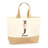 Tote bag en jute - PLANETEE - Josyane Lettre Fleur - Multicolore - Jute naturel - Poignées renforcées