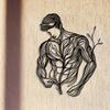 1pc Black Metal Wall Art, Line Drawing Floral Muscle Man, Abstract Art Modern Home Decor For Bedroom, Living Room, Or Bathroom.