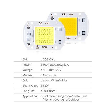 3 шт. Реальная мощность 220 В 110 В COB LED чип 50 Вт 30 Вт 20 Вт Смарт IC COB диод LED бусины DIY прожектор прожектор F6040 Не нужен драйвер