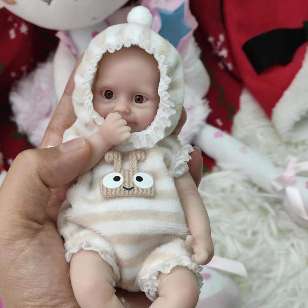 6 Inch Solid Silicone Full Body Reborn Baby Doll for Girl and Boy 15cm Mini Palm Simulation Doll Maddie Dress Up Playmate Toy Doll Kid Birthday Gift
