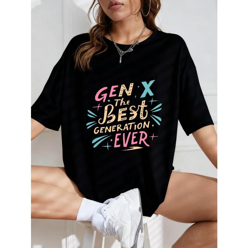 Белая оверсайз футболка Gen X The Best Generation Ever с принтом Графичная футболка для повседневной носки и образов