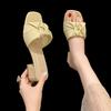 Temperament Thick Heel Cool Slippers Women's Summer Wear Fashion 2025 New with Skirt High Heel Cool Slippers