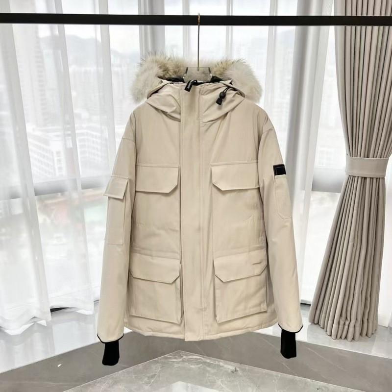 Unisex Thick Down Parka With Faux Fur Trim Hood Winter Warm Outdoor Jacket Men Women