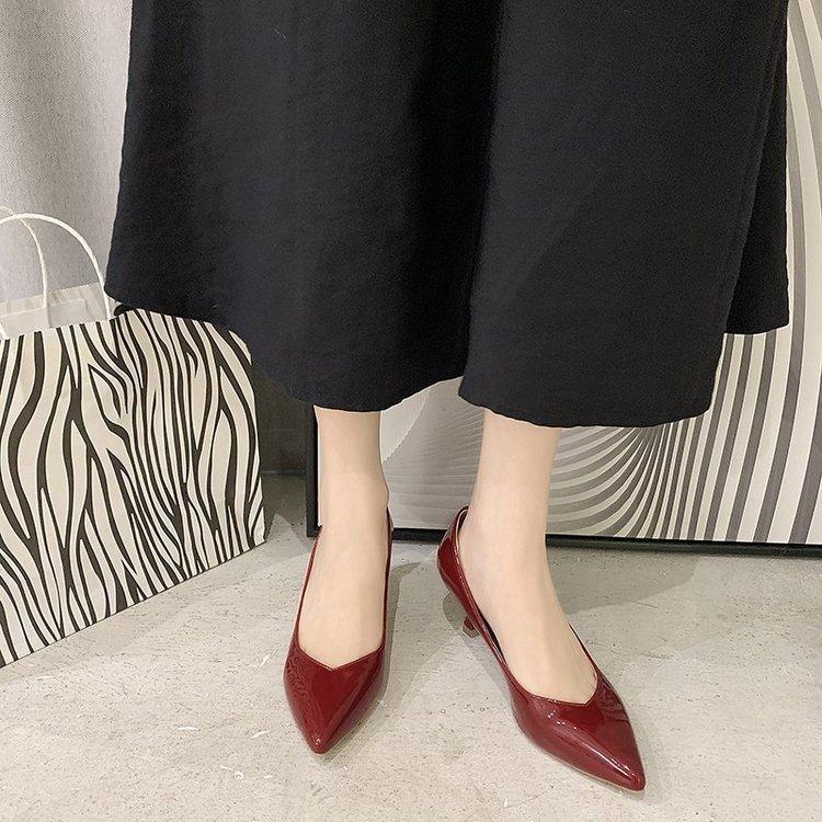 2020 Korean Version Autumn New Fashion Low-heeled Small-heeled Single Shoes Women's Pointed Head Off Single Shoes