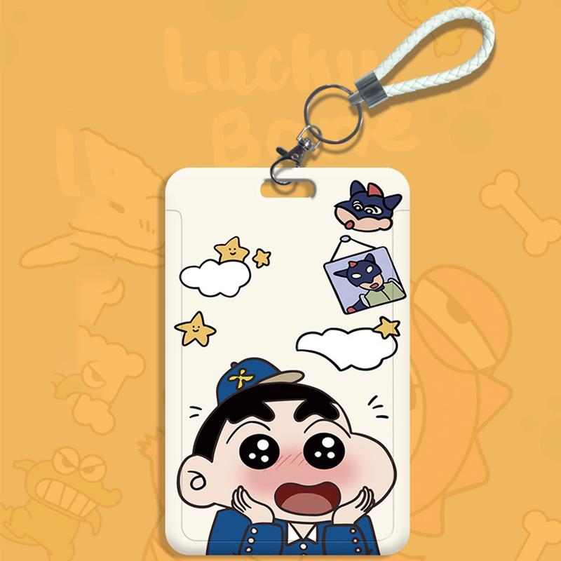 Cartoon Crayon Shin-Chan Id Badge Card Holder Lanyard Bus Card Student Card Case Neck Strap Credentials Photo Protector Cover