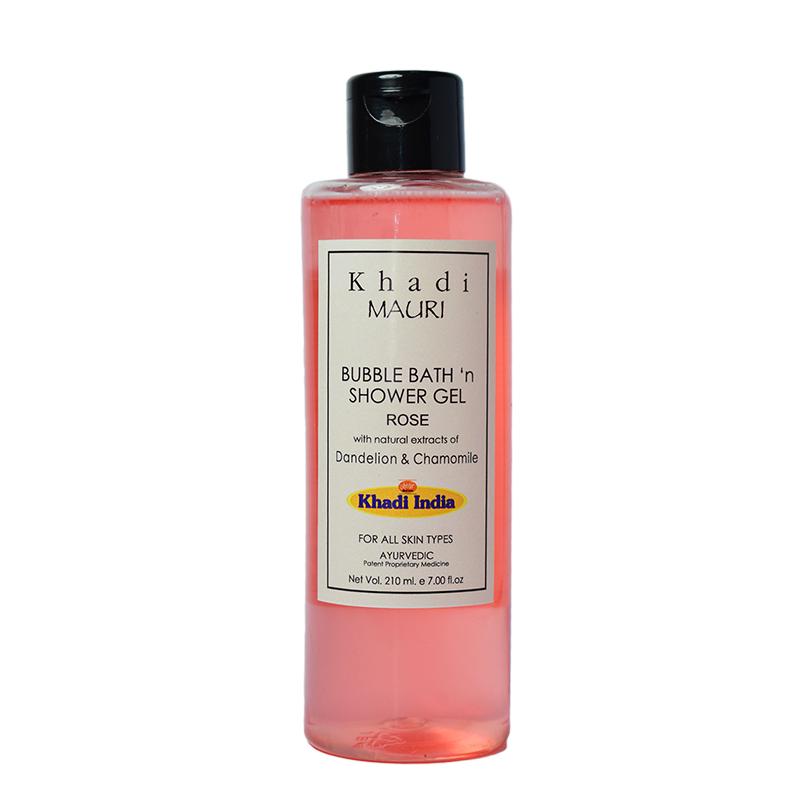 Пена для ванны и гель для душа с Розой (210 мл), Bubble Bath and Shower Gel with Rose, Khadi MAURI
