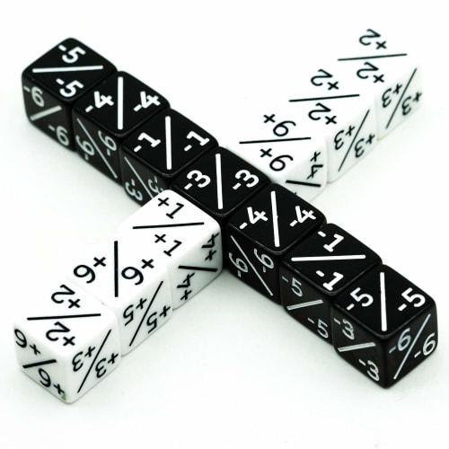 HDdais Dice Counter, D6 Dice, White +1/+1 and Black -1/-1, for Magic: The Gathering and Other Games, CCG MTG, CA501